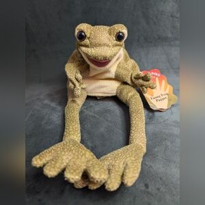 Hand Puppet Folkmanis Funny Frog 13" Plush  Green Stuffed Animal Toy Long Legs